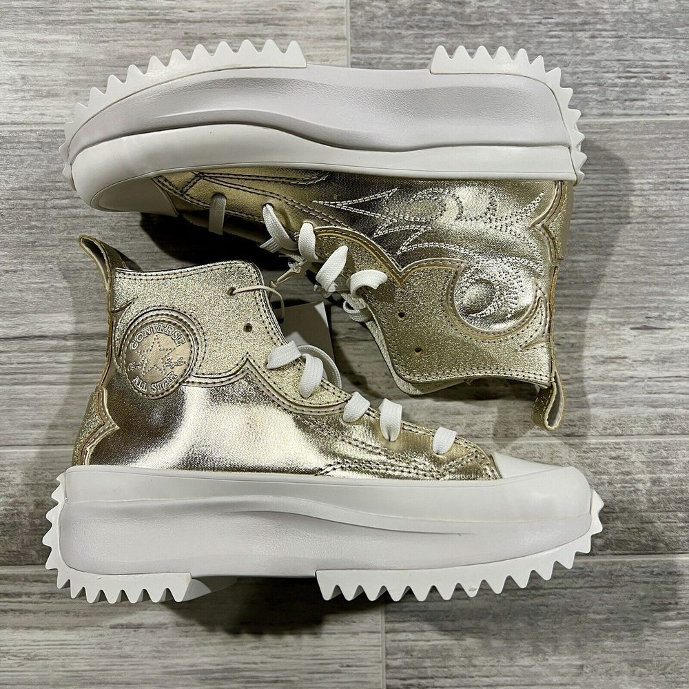 Converse Sz 5.5 Women's Shoes Run Star Hike Hi Platform Western Gold A10333C New